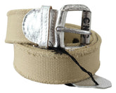 Costume National Beige Cotton Rustic Logo Buckle Belt -   -  Costume National.